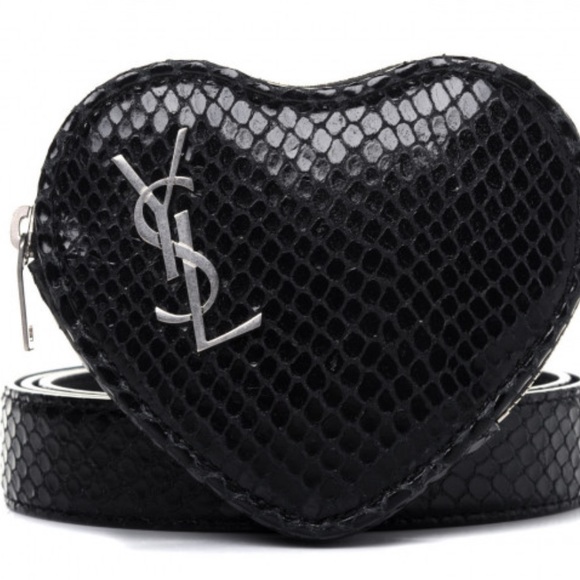 YSL SAINT LAURENT
Calfskin Snakeskin Embossed Love Heart Belt Bag Black - Picture 2 of 14